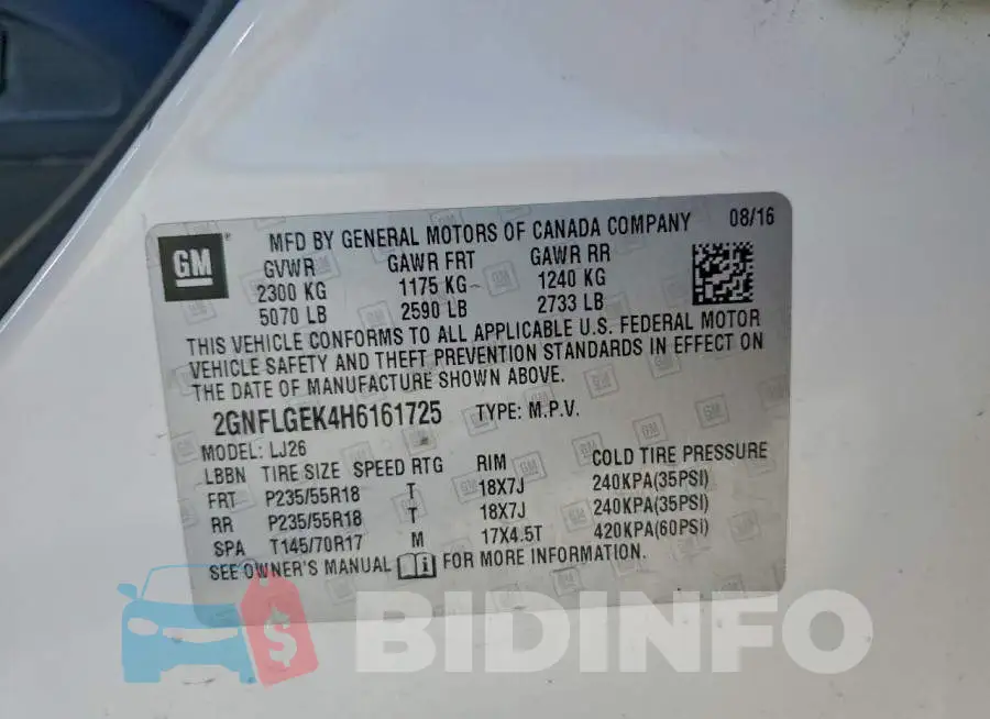 2GNFLGEK4H6161725 Photo# 13