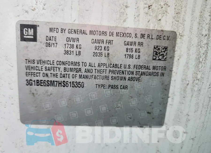 3G1BE6SM7HS615350 Photo# 12