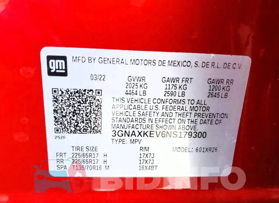 3GNAXKEV6NS179300 Photo# 14