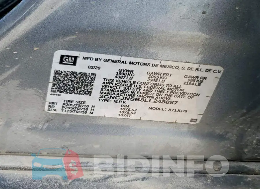 3GNCJNSB8LL248887 Photo# 12