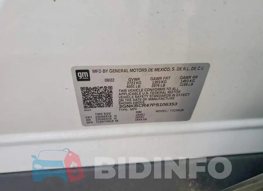3GNKBCR47PS106353 Photo# 12