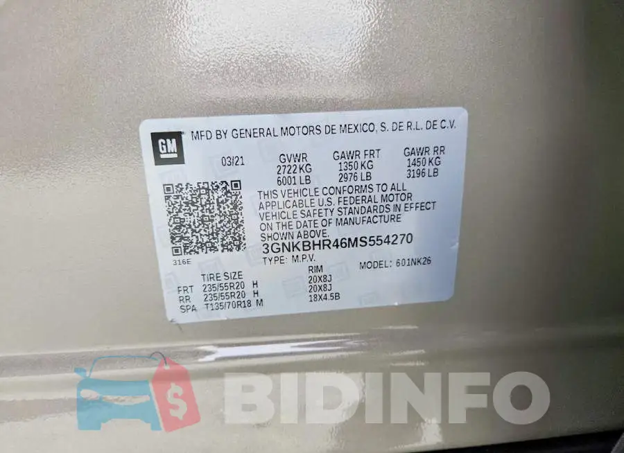 3GNKBHR46MS554270 Photo# 12