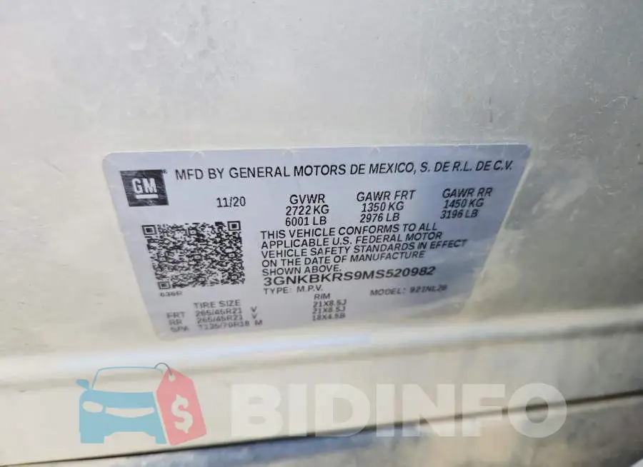 3GNKBKRS9MS520982 Photo# 12