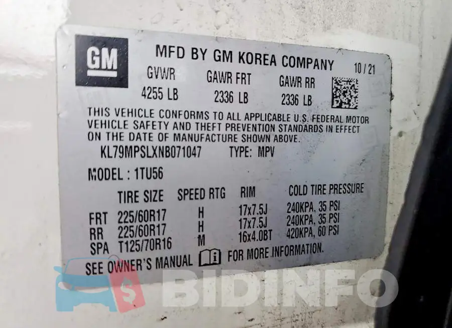 KL79MPSLXNB071047 Photo# 13