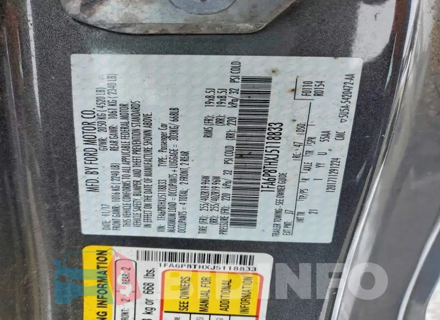 1FA6P8THXJ5118833 Photo# 12