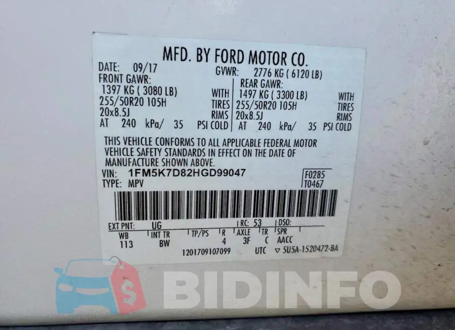 1FM5K7D82HGD99047 Photo# 13