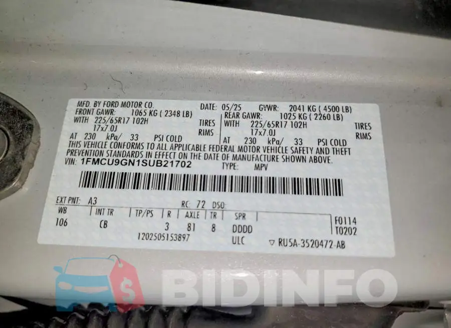 1FMCU9GN1SUB21702 Photo# 13