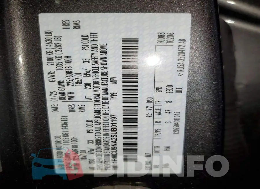 1FMCU9NA2SUB01197 Photo# 13