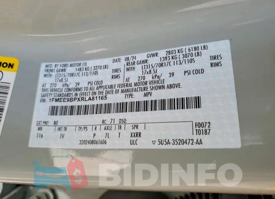 1FMEE9BPXRLA81165 Photo# 14