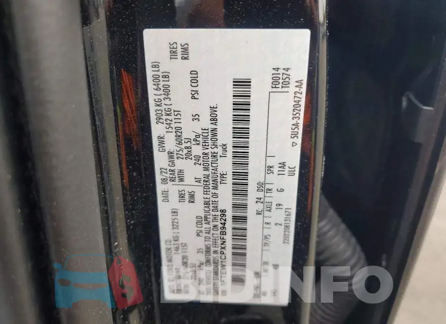 1FTEW1CPXNFB94298 Photo# 12