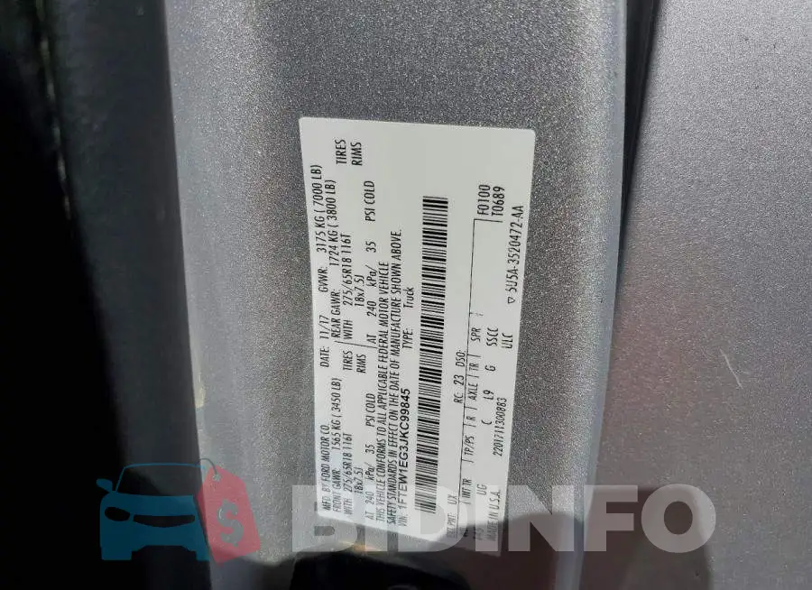 1FTEW1EG3JKC99845 Photo# 12