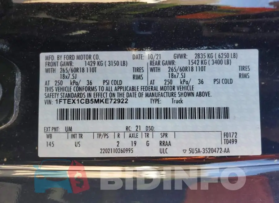1FTEX1CB5MKE72922 Photo# 13