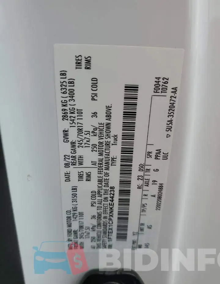 1FTEX1CPXNKE44238 Photo# 12