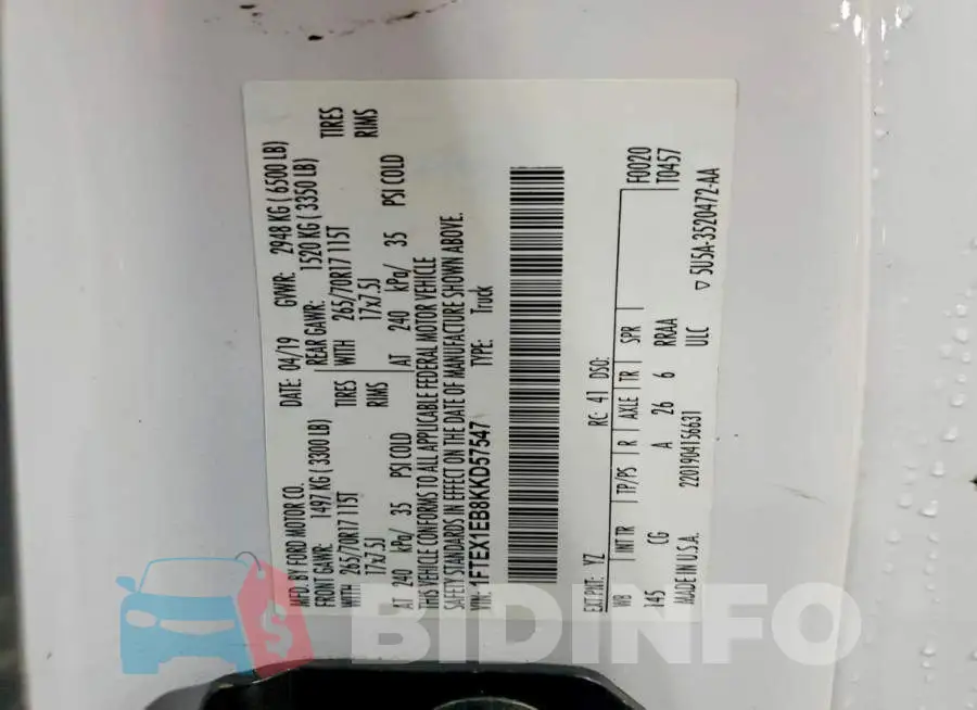 1FTEX1EB8KKD57547 Photo# 12