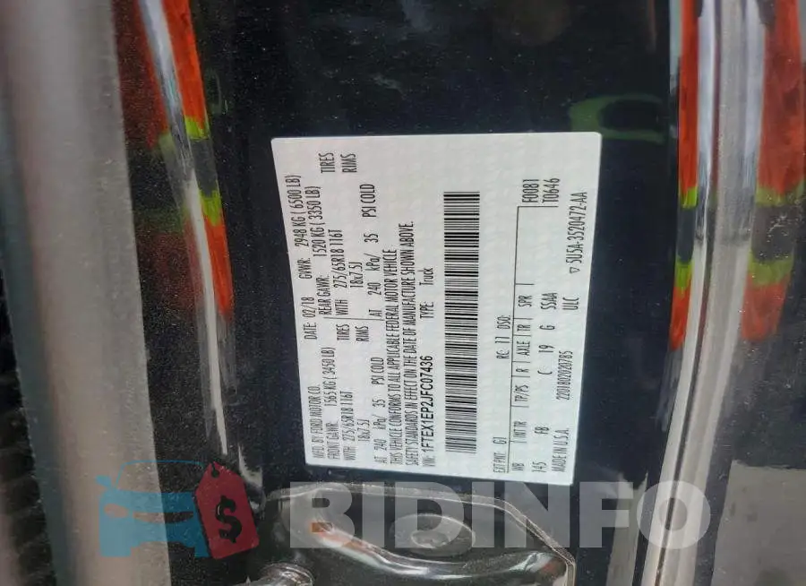 1FTEX1EP2JFC07436 Photo# 12