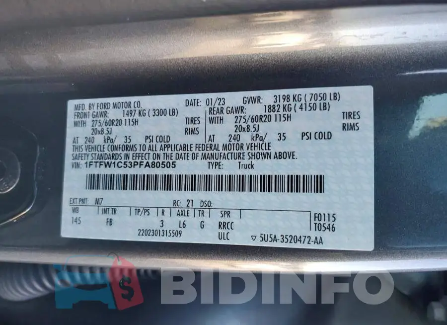 1FTFW1C53PFA80505 Photo# 12