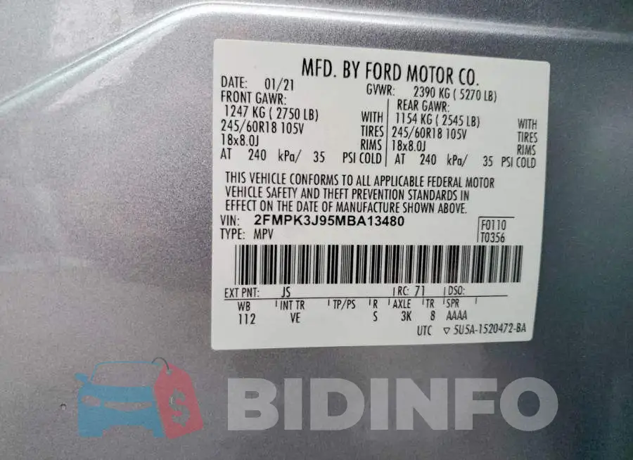 2FMPK3J95MBA13480 Photo# 13