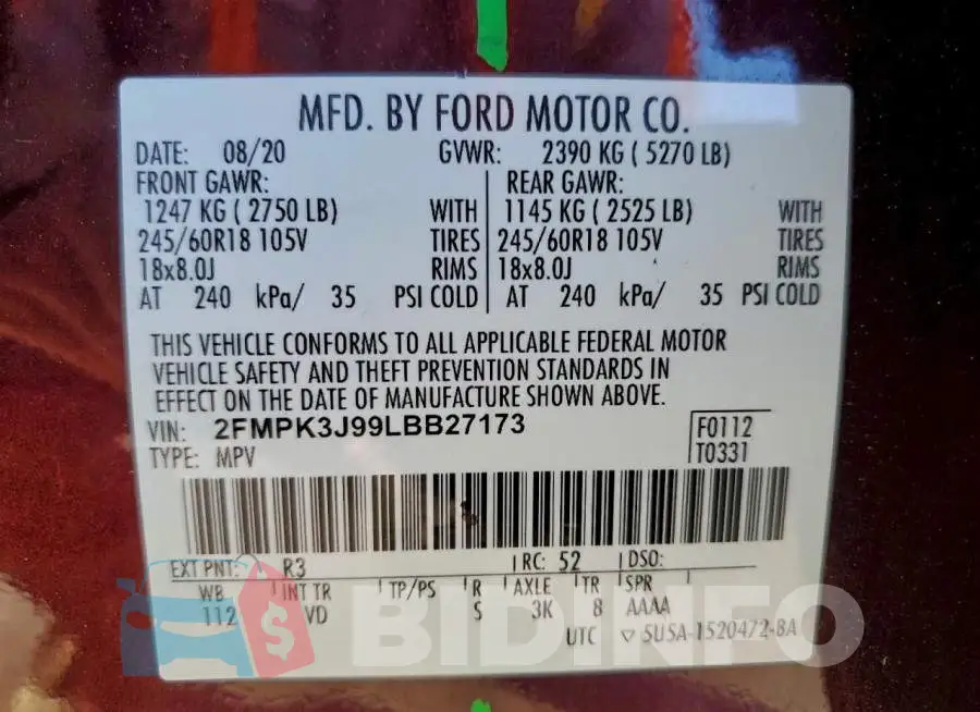 2FMPK3J99LBB27173 Photo# 14