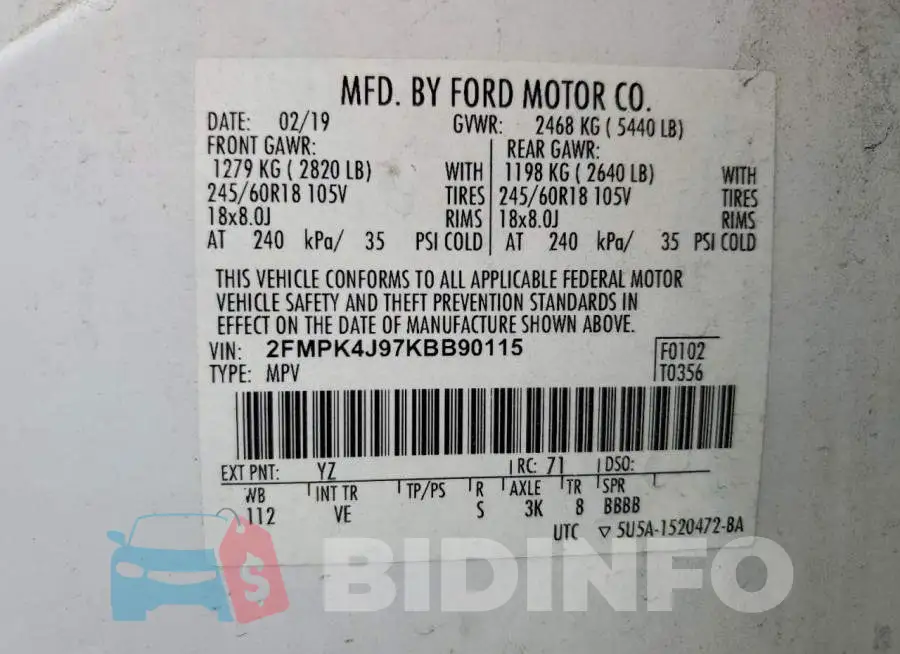 2FMPK4J97KBB90115 Photo# 13