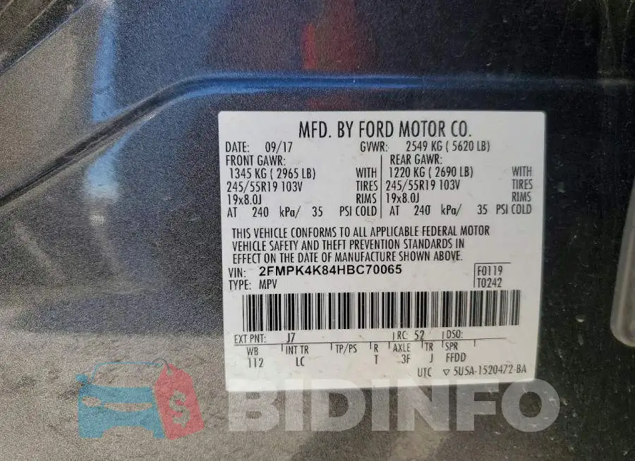 2FMPK4K84HBC70065 Photo# 13