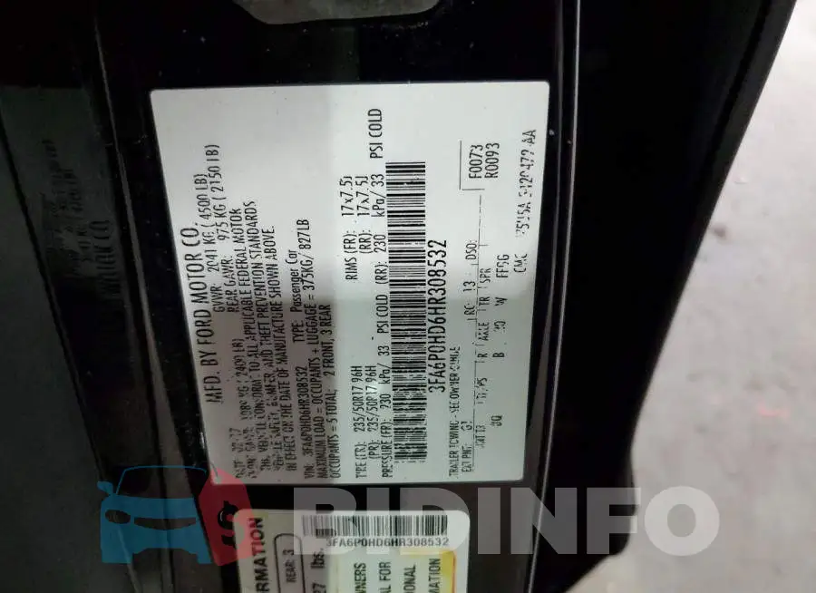 3FA6P0HD6HR308532 Photo# 12