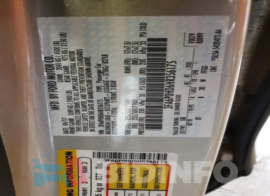 3FA6P0HD6HR356175 Photo# 12