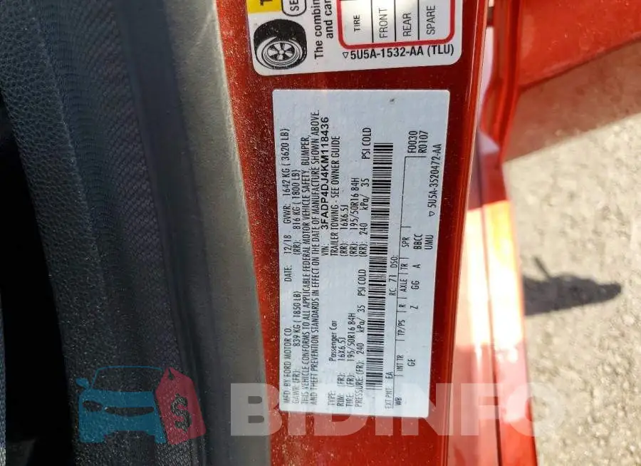 3FADP4DJ4KM118436 Photo# 12