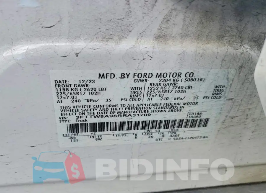 3FTTW8A98RRA31209 Photo# 12