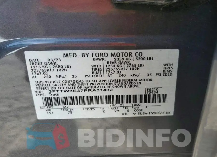 3FTTW8E37PRA31432 Photo# 13