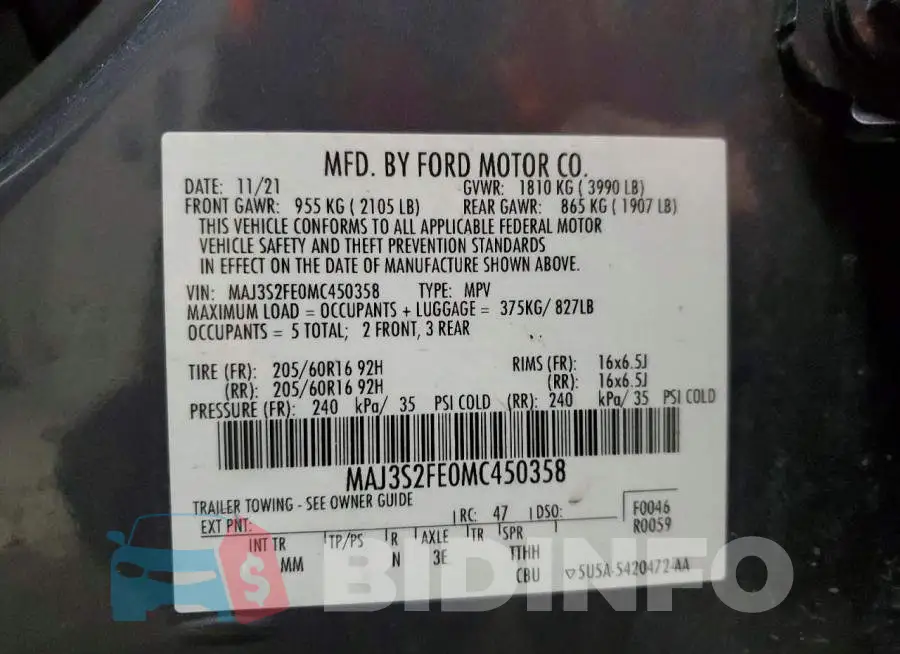 MAJ3S2FE0MC450358 Photo# 13