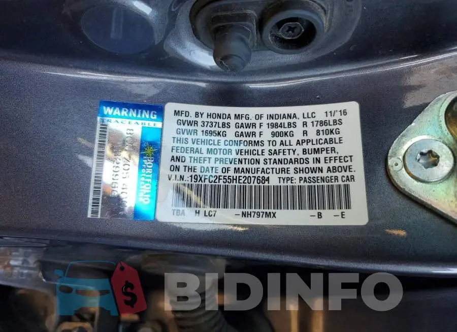 19XFC2F55HE207681 Photo# 13