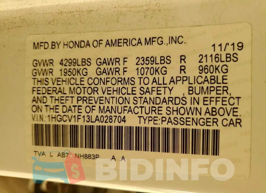1HGCV1F13LA028704 Photo# 12