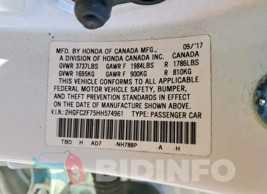 2HGFC2F75HH574961 Photo# 12