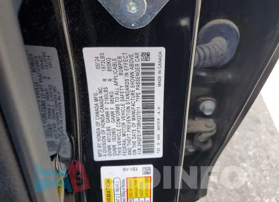 2HGFE1F70RH337011 Photo# 12