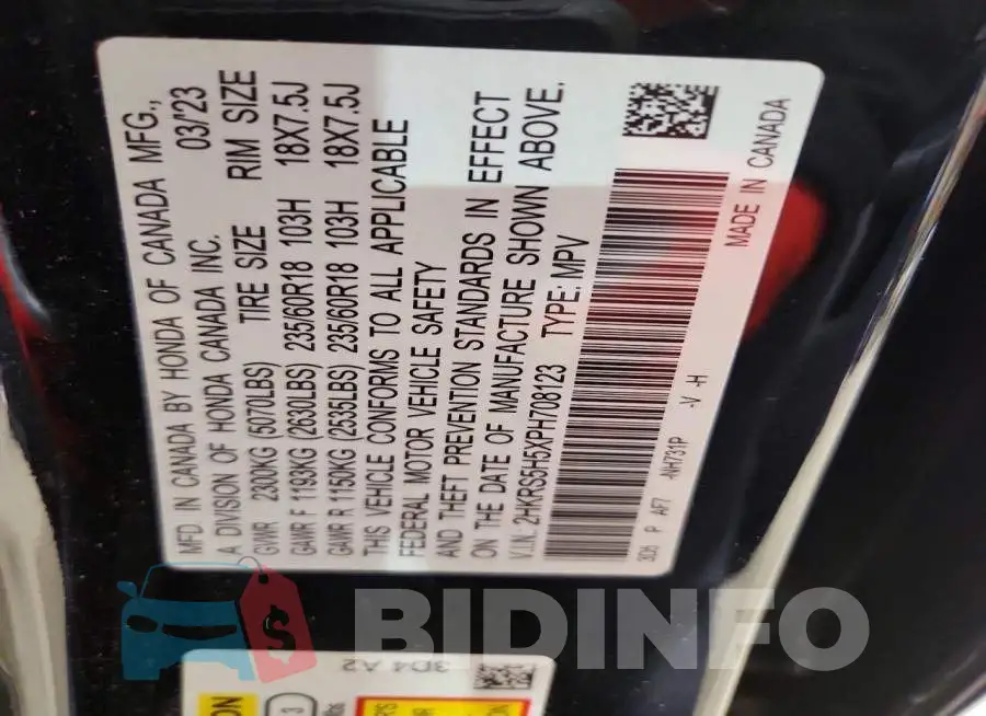 2HKRS5H5XPH708123 Photo# 13
