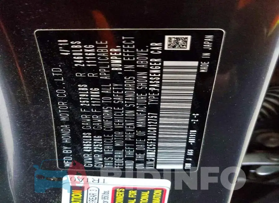 JHMZC5F30JC012757 Photo# 12