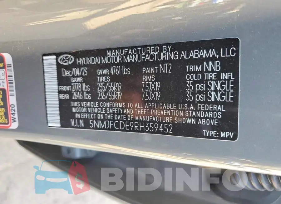 5NMJFCDE9RH359452 Photo# 14