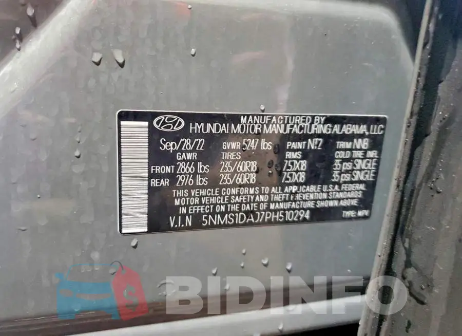 5NMS1DAJ7PH510294 Photo# 14