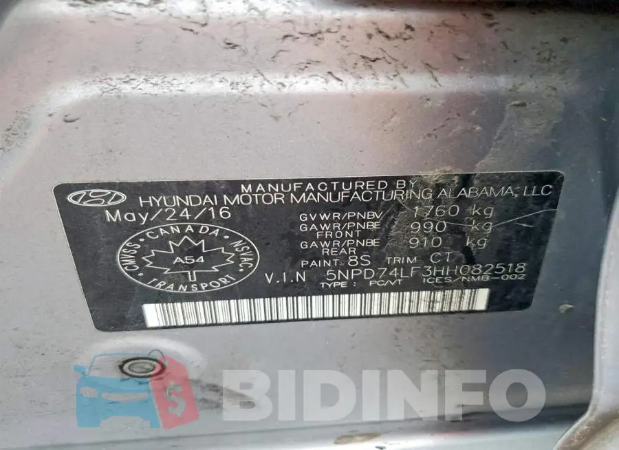 5NPD74LF3HH082518 Photo# 12