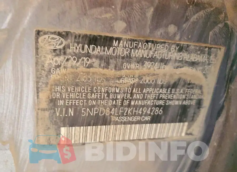 5NPD84LF2KH494286 Photo# 12