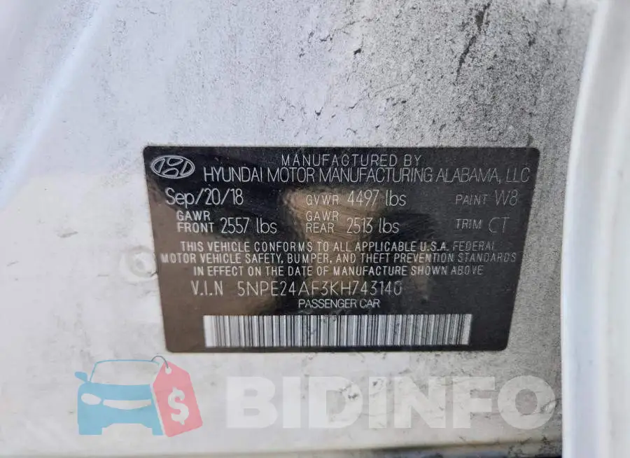 5NPE24AF3KH743140 Photo# 12