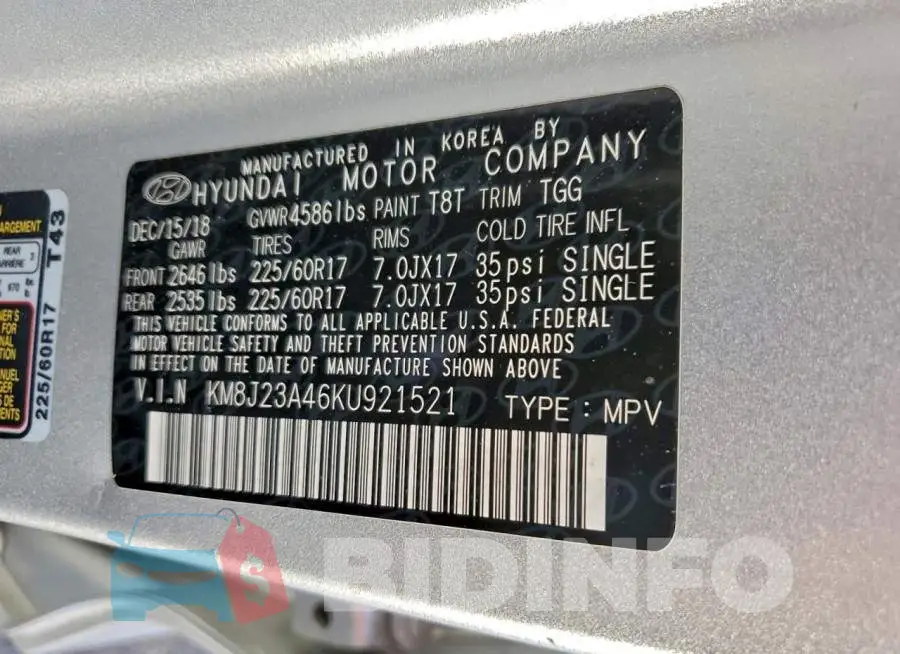 KM8J23A46KU921521 Photo# 12