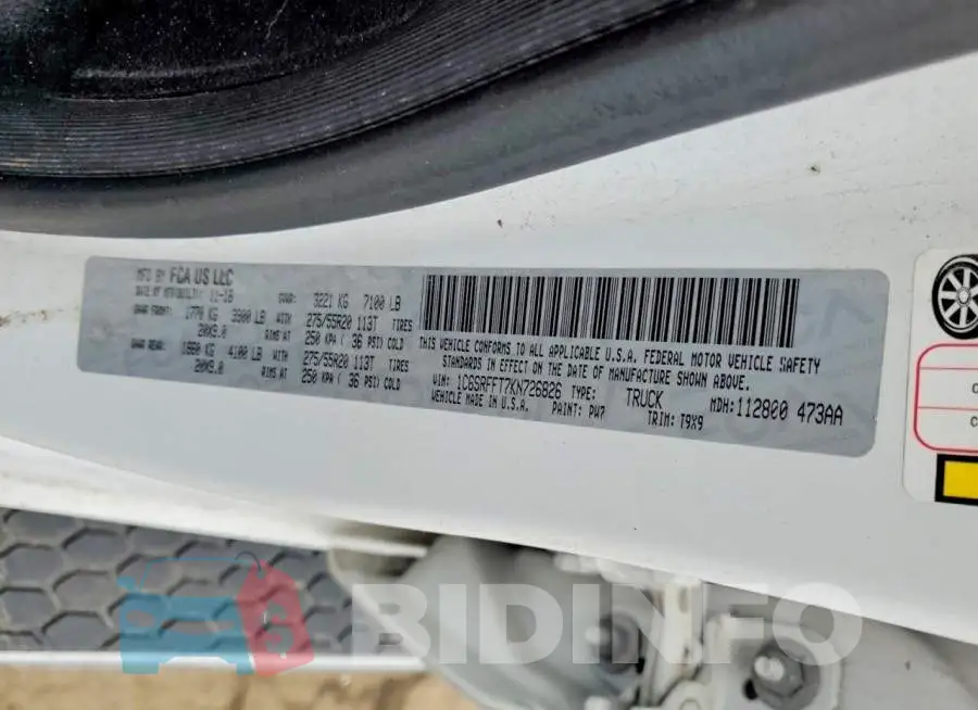 1C6SRFFT7KN726826 Photo# 12