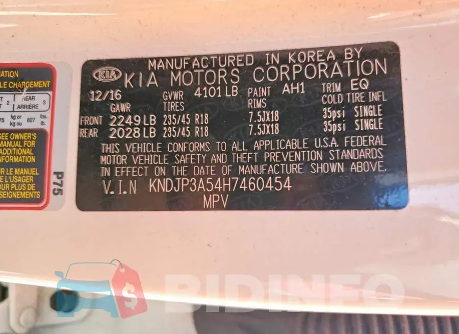 KNDJP3A54H7460454 Photo# 12