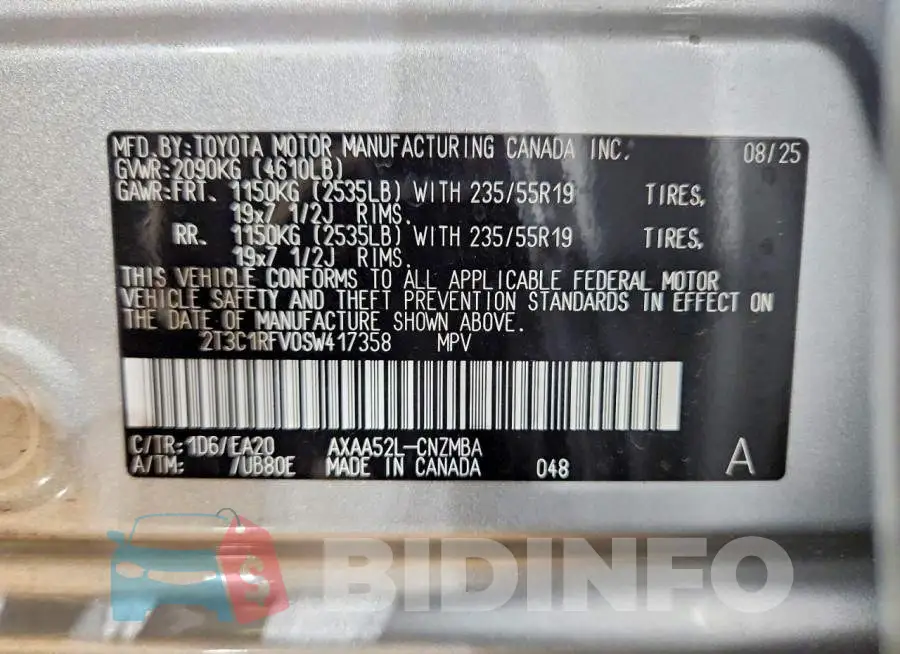 2T3C1RFV0SW417358 Photo# 13