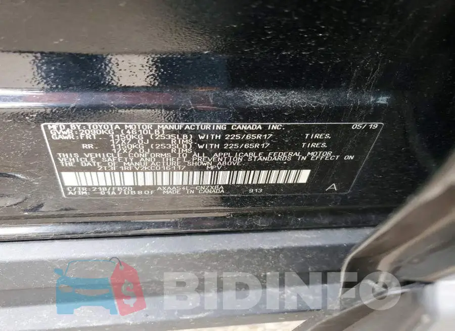 2T3F1RFV2KC016117 Photo# 13