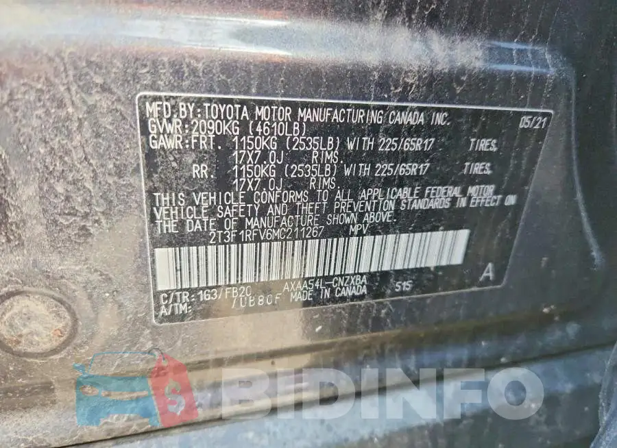 2T3F1RFV6MC211267 Photo# 13
