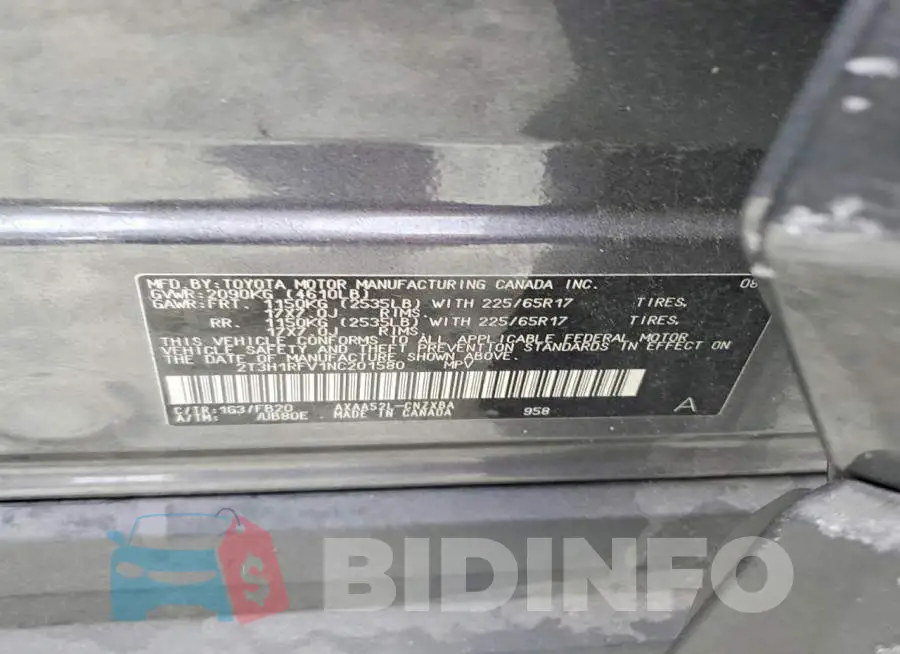 2T3H1RFV1NC201580 Photo# 13