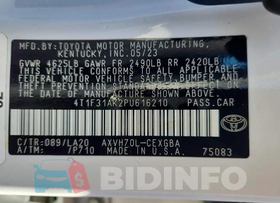 4T1F31AK2PU616210 Photo# 13