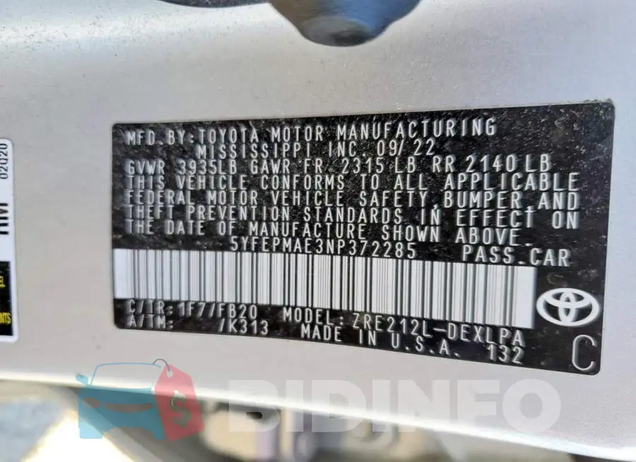 5YFEPMAE3NP372285 Photo# 13